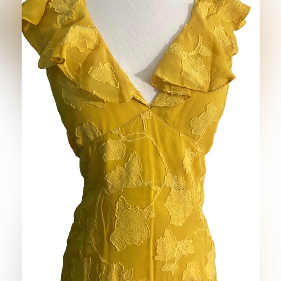 Joie ruffle floral yellow dress sz- 6 - Picture 2 of 6